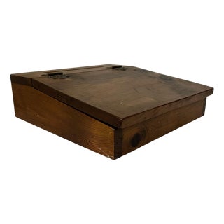 Vintage Mid Century Handmade Pine Wood Traveling Lap Desk For Sale
