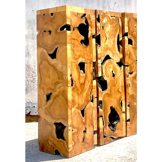 Wood Vintage Slab Burl Wood Pedestal For Sale - Image 7 of 12