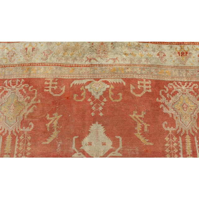Antique Turkish Oushak Rug With Soft Apricot Field and Faded Cream 11'5 X 15'0 For Sale - Image 10 of 12