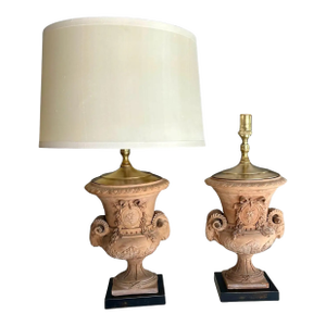 Pair French Terracotta Neoclassic Style Table Lamps