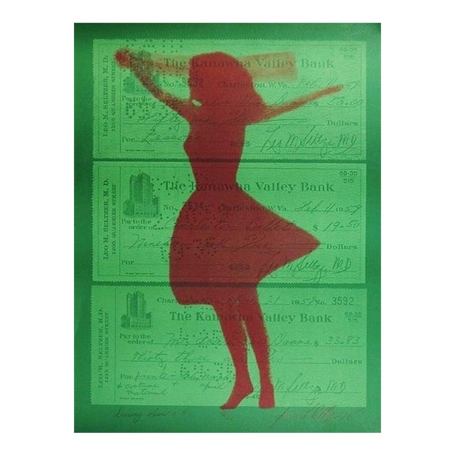 Joanne Seltzer, 1970s Pop Art "Dancing Lessons #2" Green, Pink Silkscreen Mod Ballet Girl Print, 1978 For Sale