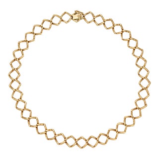 1981 Vintage Tiffany & Co Paloma Picasso Triangle Link 18k Gold Necklace For Sale
