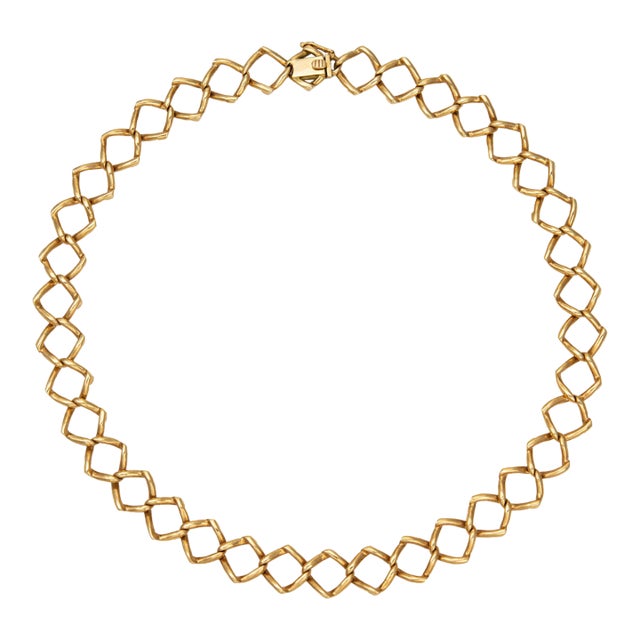 1981 Vintage Tiffany & Co Paloma Picasso Triangle Link 18k Gold Necklace For Sale