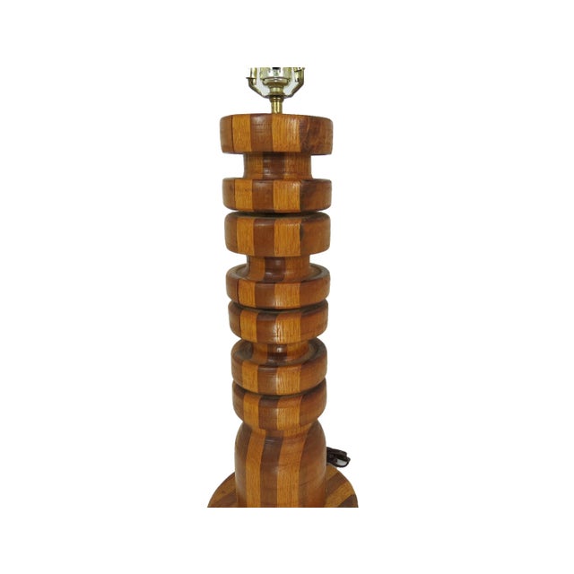 Contemporary Vintage Mid-Century Hand-Crafted Table Lamp With Stacked Disc Form For Sale - Image 3 of 9