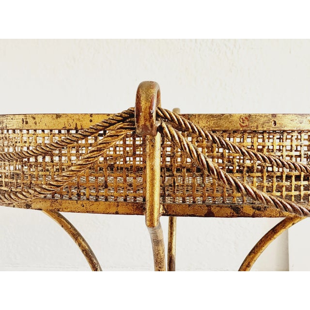 1950s Vintage Hollywood Regency Style Gilt Iron Plant Stand For Sale - Image 5 of 9