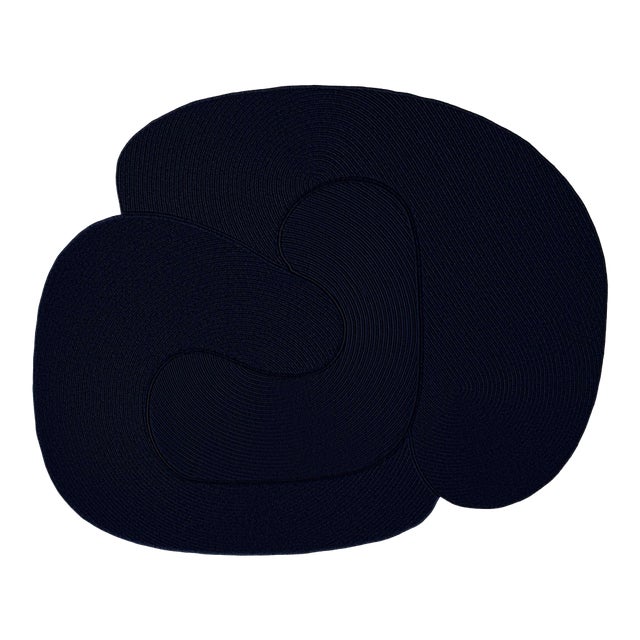 Riff Rug, 4x6ft, Navy Blue, From Souda, Braided, Coiled Wool Area Rug For Sale