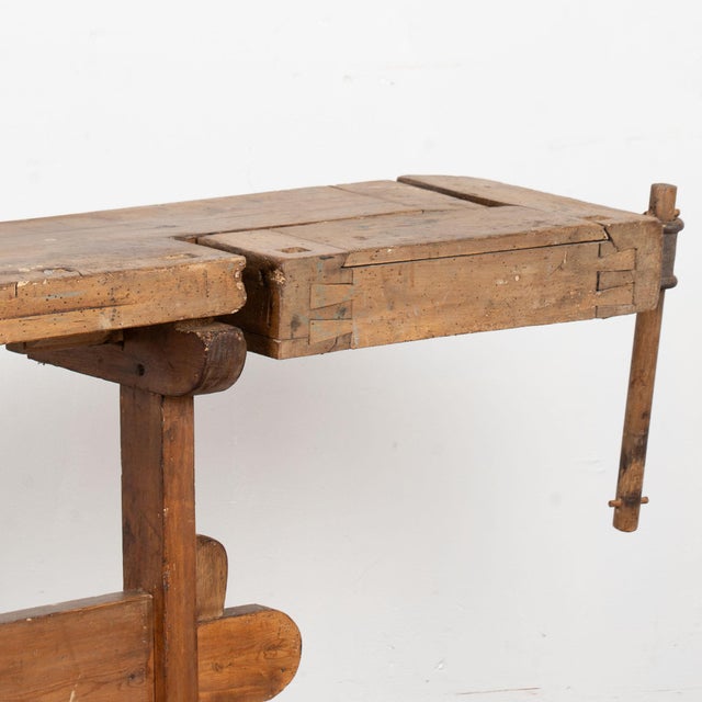 Rustic 20th Century Narrow Workbench Console Table For Sale - Image 10 of 16