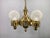 Art Deco Brass and Opaline Glass Chandelier, Czechoslovakia, 1930s For Sale - Image 3 of 12
