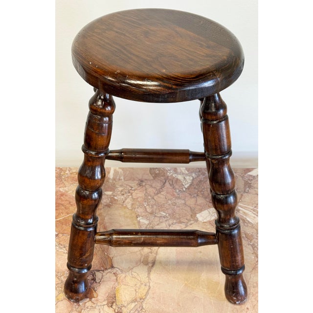 Early 20th Century Vintage Turned Wood Stool For Sale - Image 5 of 10
