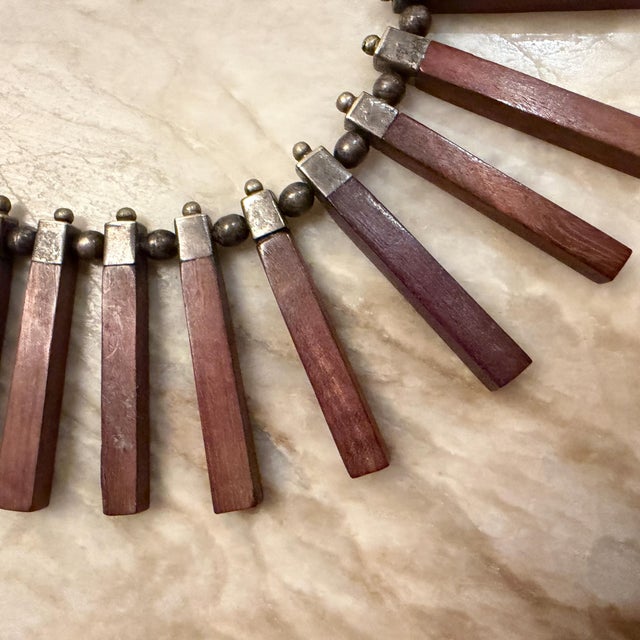 Los Castillo Taxco Bib" or "Fringe" Necklace Silver Ebony Mid Century Modern For Sale In San Diego - Image 6 of 10