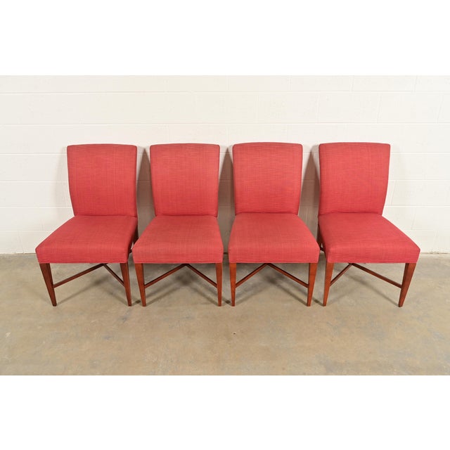 An exceptional set of four modern Regency or Art Deco style dining chairs By Michael Vanderbyl for Baker Furniture,...
