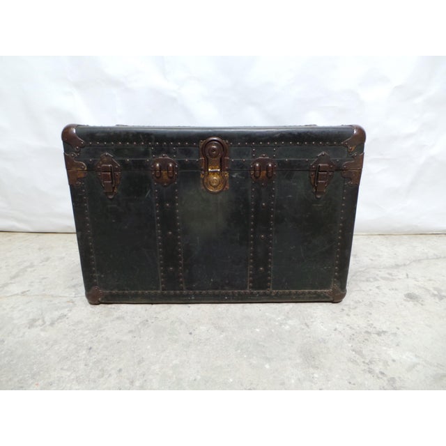 Contemporary 19th Century Leather / Wood Travel Trunk For Sale - Image 3 of 15