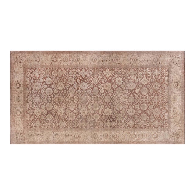 Fine 1920s Persian Sultanabad Brown Handmade Wool Rug For Sale