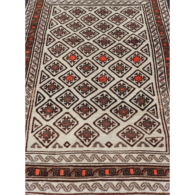Antique Hand-Knotted Baluch Tribal Rug With All-Over Geometric Diamond Design 4'8 X 7'2 For Sale - Image 4 of 12