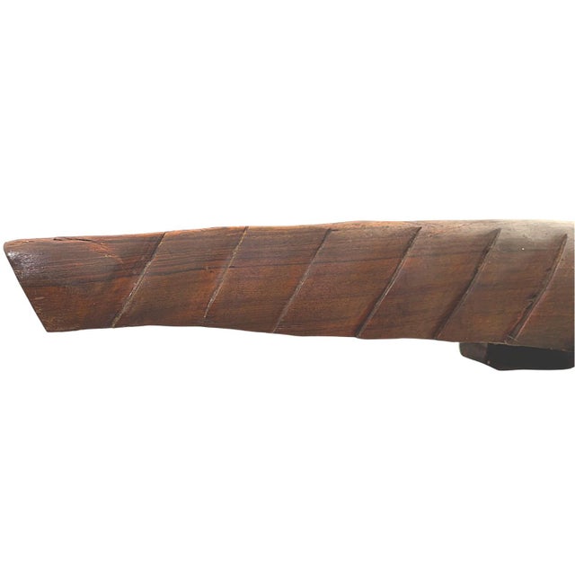 Extraordinary3.5 Foot Hand Sculpted Tribal Style Wooden Alligator Statue For Sale - Image 11 of 14