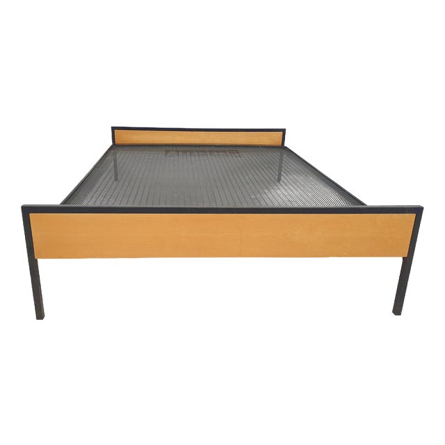 Birch and Metal Bed by Cees Braakman for Pastoe, 1950s For Sale