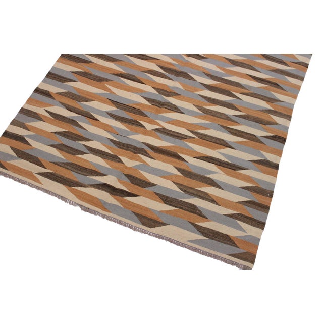 Tribal Tribal Kilim Ivory Gray Wool Rug - 4'8" X 6'9" For Sale - Image 3 of 7