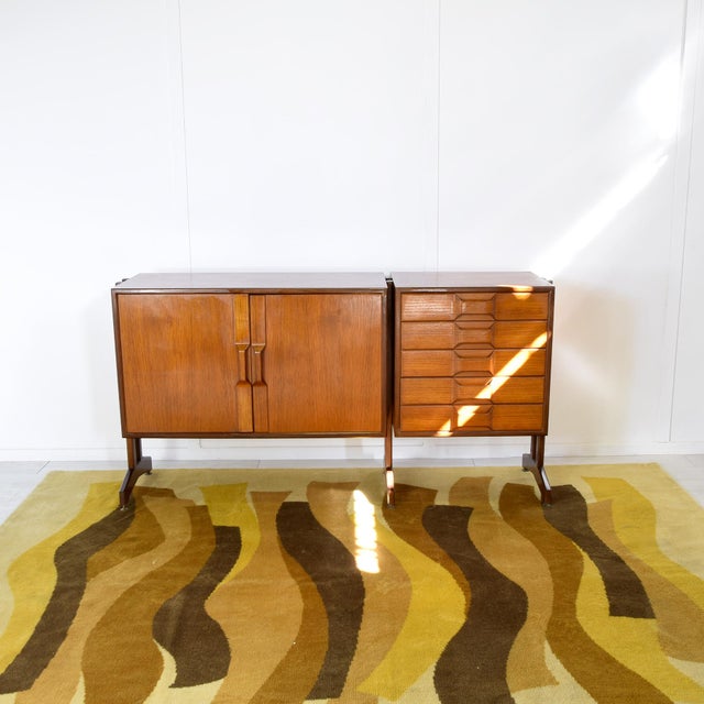 Italian Teak Sideboard with Central Chest of Drawers by Gianfranco Frattini for G. Benzoni, 1960s, in Good conditions....