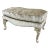 Louis XV Carved Painted Distressed Striped Upholstered Ottoman For Sale