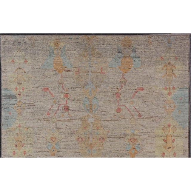 Modern Hand-Knotted Rug With All-Over Sub-Geometric Design in Multicolor 8'7 X 9'7 For Sale - Image 9 of 10