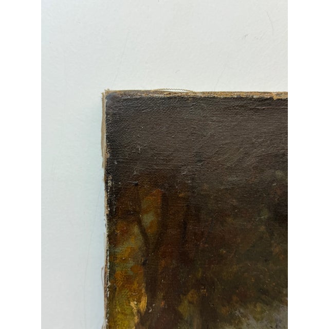 Late 18th - Early 19th Century Landscape With Two Young Girls and Goat Signed illegibly low RT. Relined/ restored oil on...