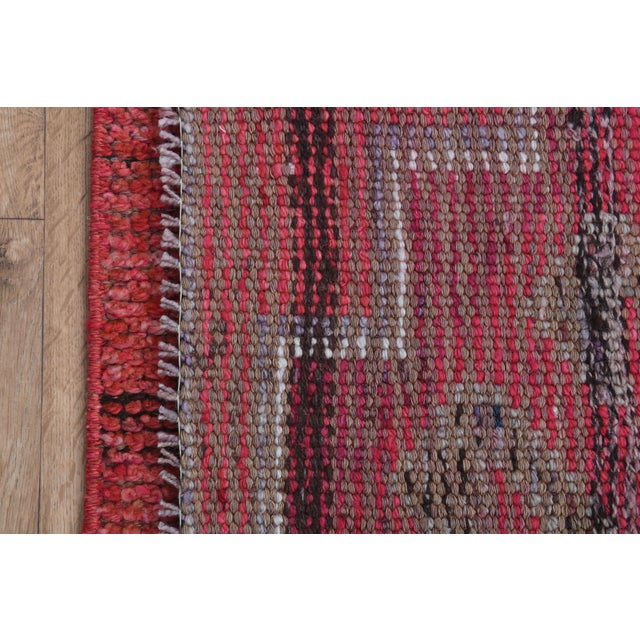 1970s Pink Turkish Handmade Vintage Oushak Wool Runner For Sale - Image 10 of 11