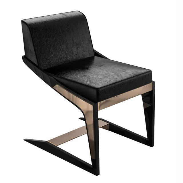 "Silenzioso" Chair With Stainless Steel and Bronze Details For Sale - Image 9 of 9