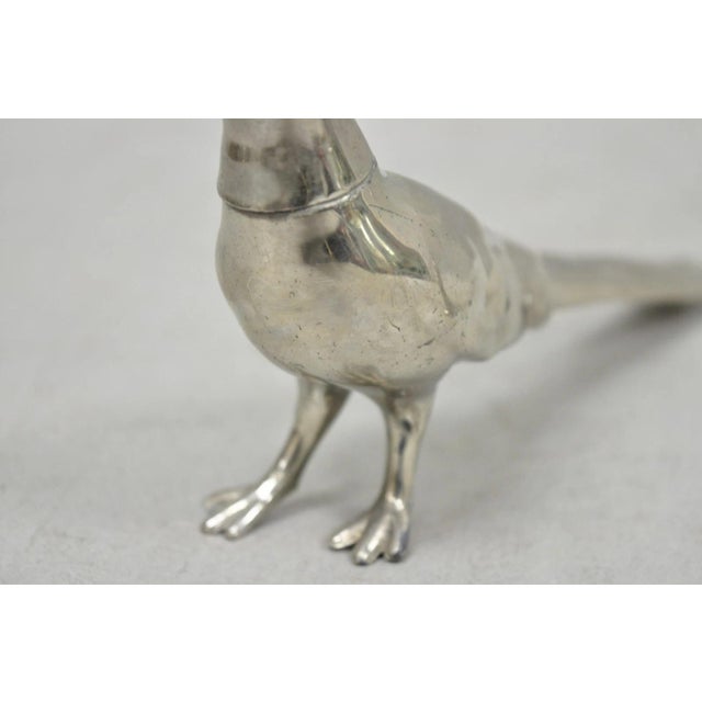 Vintage Pheasant Bird Silver Plated Figurine Salt & Pepper Shakers - A Pair For Sale - Image 11 of 15