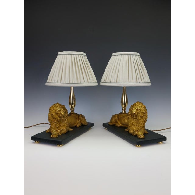 Pair of gilt bronze lion table lamps by henri picard, paris c.1850–1870 an exceptional and highly imposing pair of 19th-...
