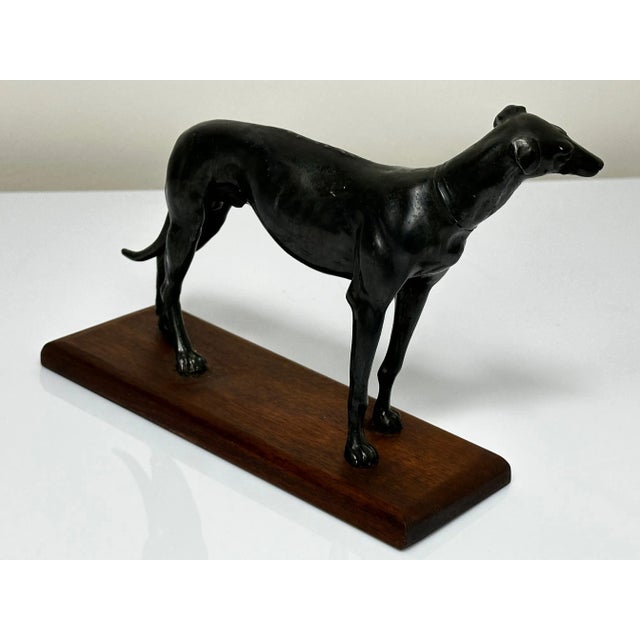 Antique 1920s Small British Art Deco Prized Racing Greyhound Stud Bronze Sculpture For Sale - Image 6 of 10