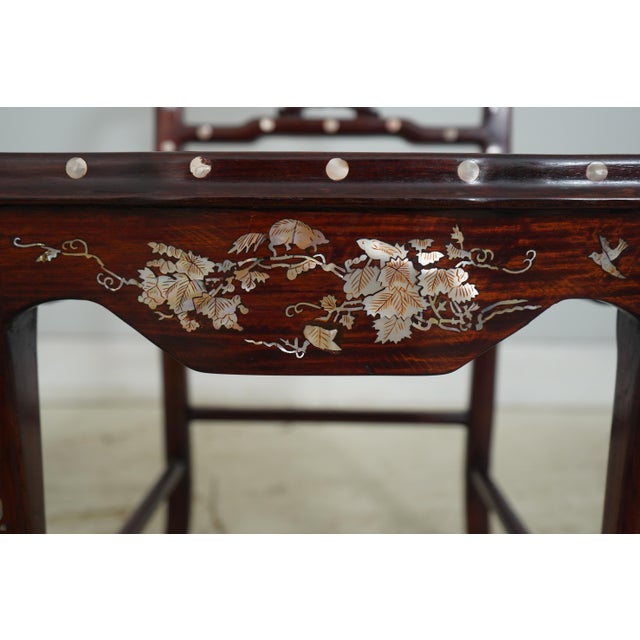 Pair of Vietnamese Mother of Pearl Inlaid Occasional Side Chairs For Sale - Image 17 of 18
