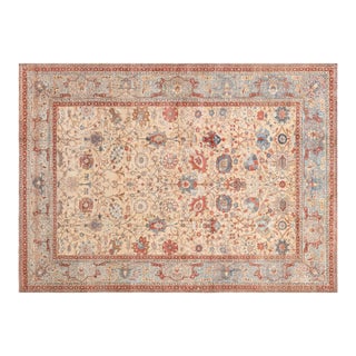 Antique Persian Tabriz Botanic Handmade Wool Rug For Sale