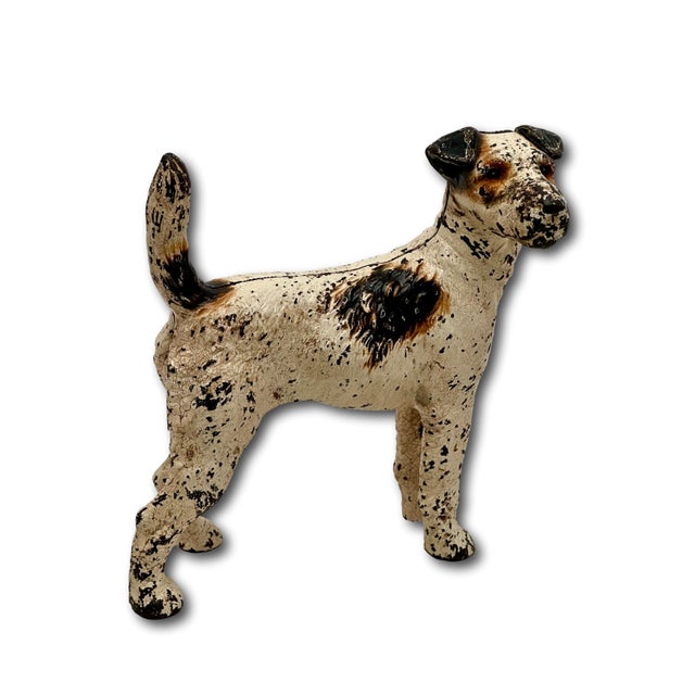 Metal Vintage 1930s American Hubley Manufacturing Company Cast Iron Fox Terrier Dog Doorstop For Sale - Image 7 of 18