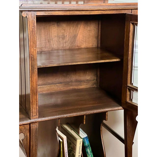 Art Nouveau Walnut Display or Music Cabinet With Beveled Glass and Easel Stand, C. 1910s For Sale - Image 10 of 17