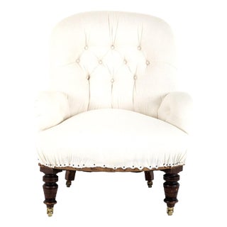 English Button Back Armchair For Sale