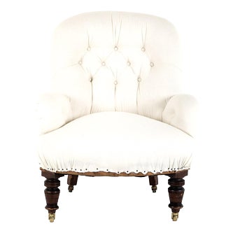 English Button Back Armchair For Sale