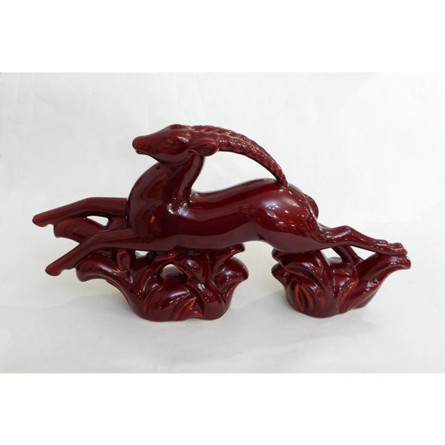 Large Art Deco Sculpture of a Leaping Gazelle in Earthenware with Red Glaze, 1930s-1940s For Sale - Image 13 of 14