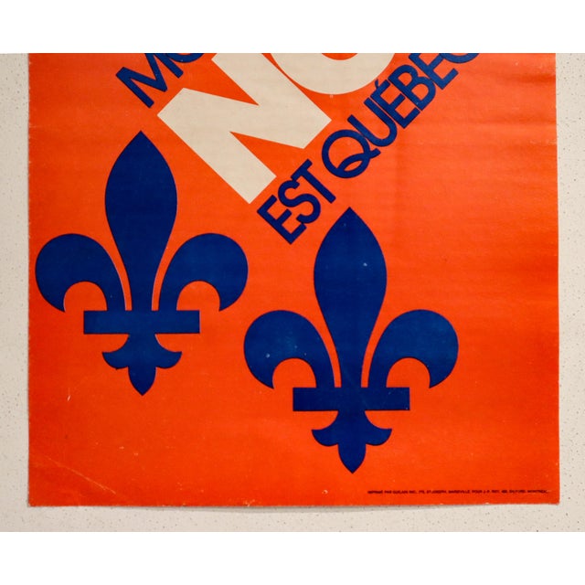 Illustration 1980s Québécois Political Poster, "Mon Non Est Québécois" For Sale - Image 3 of 3