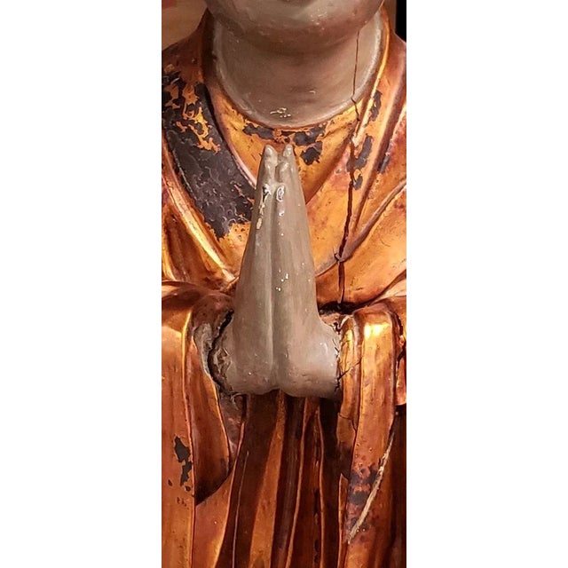 Pair of Antique Vietnamese Wood Statues For Sale - Image 13 of 14