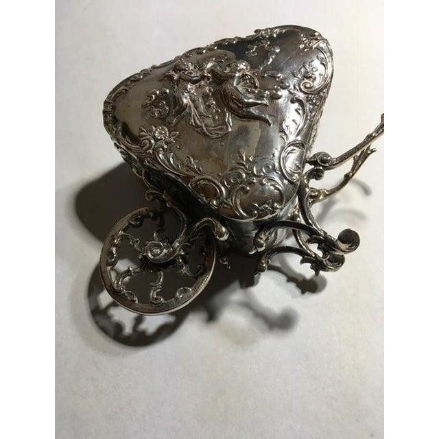 Baroque Late 19th Century Baroque Sterling Silver Box Little Love Cart, Italy, 1890 For Sale - Image 3 of 18