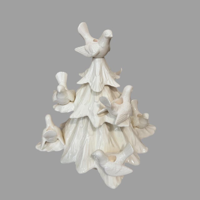 Hollywood Regency Vintage Fitz & Floyd White Dove Christmas Tree Candelabra For Sale - Image 3 of 11