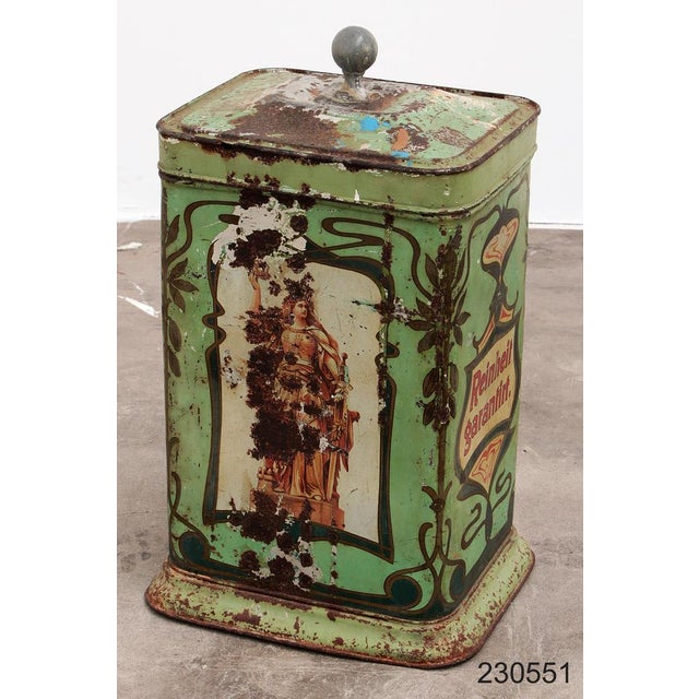 Vintage Bergers Germania-Cacao Storage Tin, Early 20th Century For Sale - Image 9 of 14