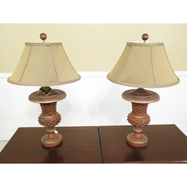 Brown Natural Light Decorator Table Lamps W/ Shades - a Pair For Sale - Image 8 of 8