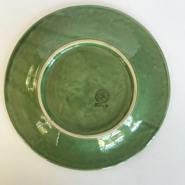 Bordallo Pinheiro Vintage Bordallo Pinheiro Green Ceramic Serving Plate For Sale - Image 4 of 7