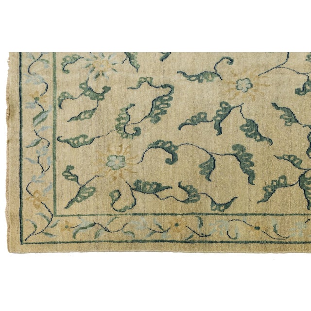 Textile Transitional Oversized Wool Rug Handmade in Beige With Allover Design For Sale - Image 7 of 10