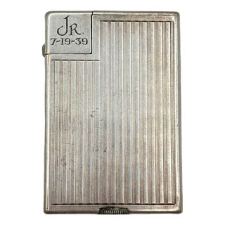 Swiss Art Deco Silver Plated " Handy" Pocket Lift Arm Lighter by Dunhill For Sale