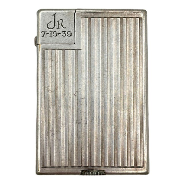 Swiss Art Deco Silver Plated " Handy" Pocket Lift Arm Lighter by Dunhill For Sale