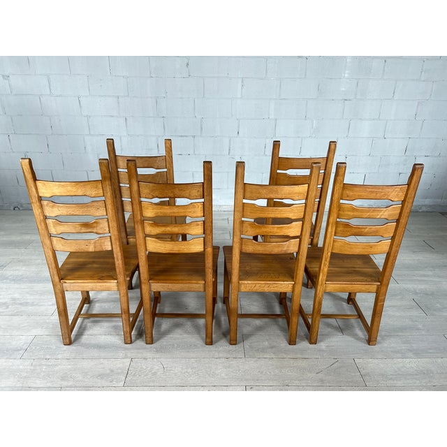 Brutalist Dutch Ladder Back Dining Chairs – Set of 6 For Sale - Image 4 of 11
