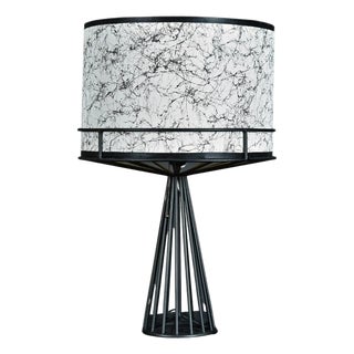 Tony Paul Black and White Mid-Century Modern Metal Wire Table Lamp For Sale