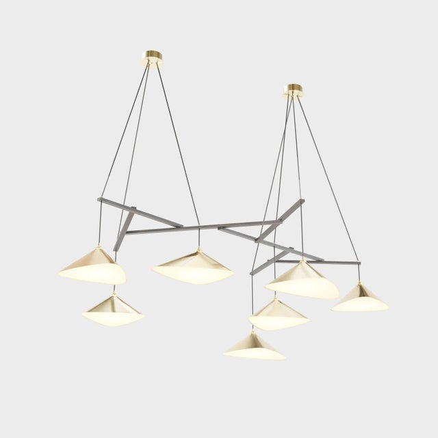 Mid-Century Modern Monumental Daniel Becker 'Emily 7' Chandelier in Brass & Black for Moss Objects For Sale - Image 3 of 12